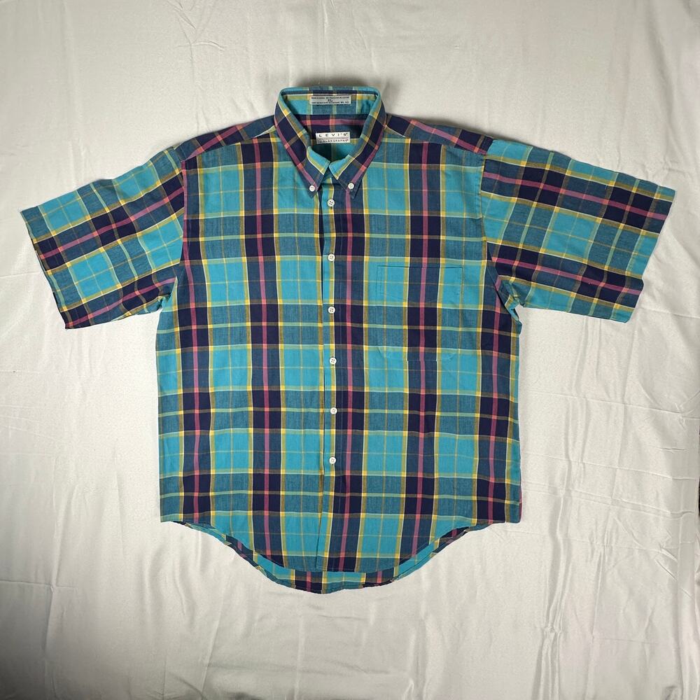Vintage Levi's Colorgraphs Plaid Button Down Shirt XL Korea